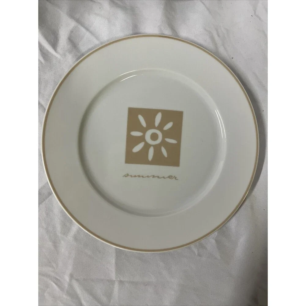 Pier 1 Four Seasons Salad Plates 7 3/4” Set of‎ 4 Winter Spring Autumn x2 READ